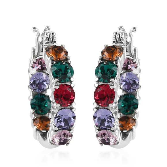 🌹 Swarovski Multi Color Crystal Hoop Earrings - Picture 1 of 6